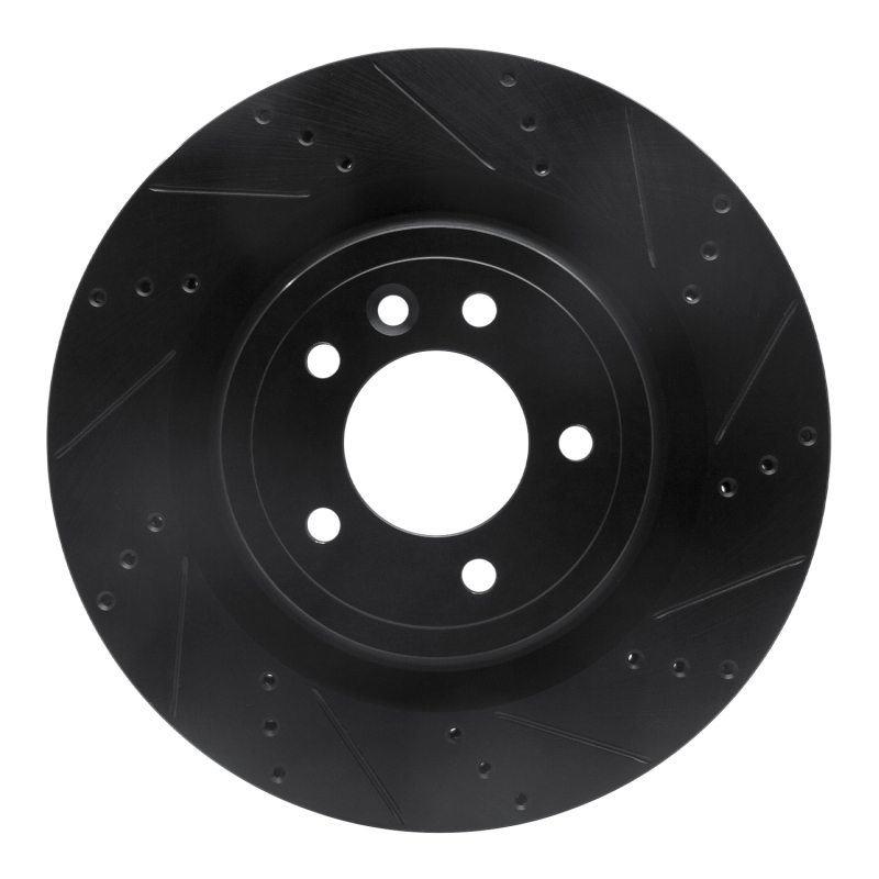 Land Rover Range Rover Sport Brake Rotor (1) - Rear Right - R1 Concepts - Drilled & Slotted - Black - `14-`24